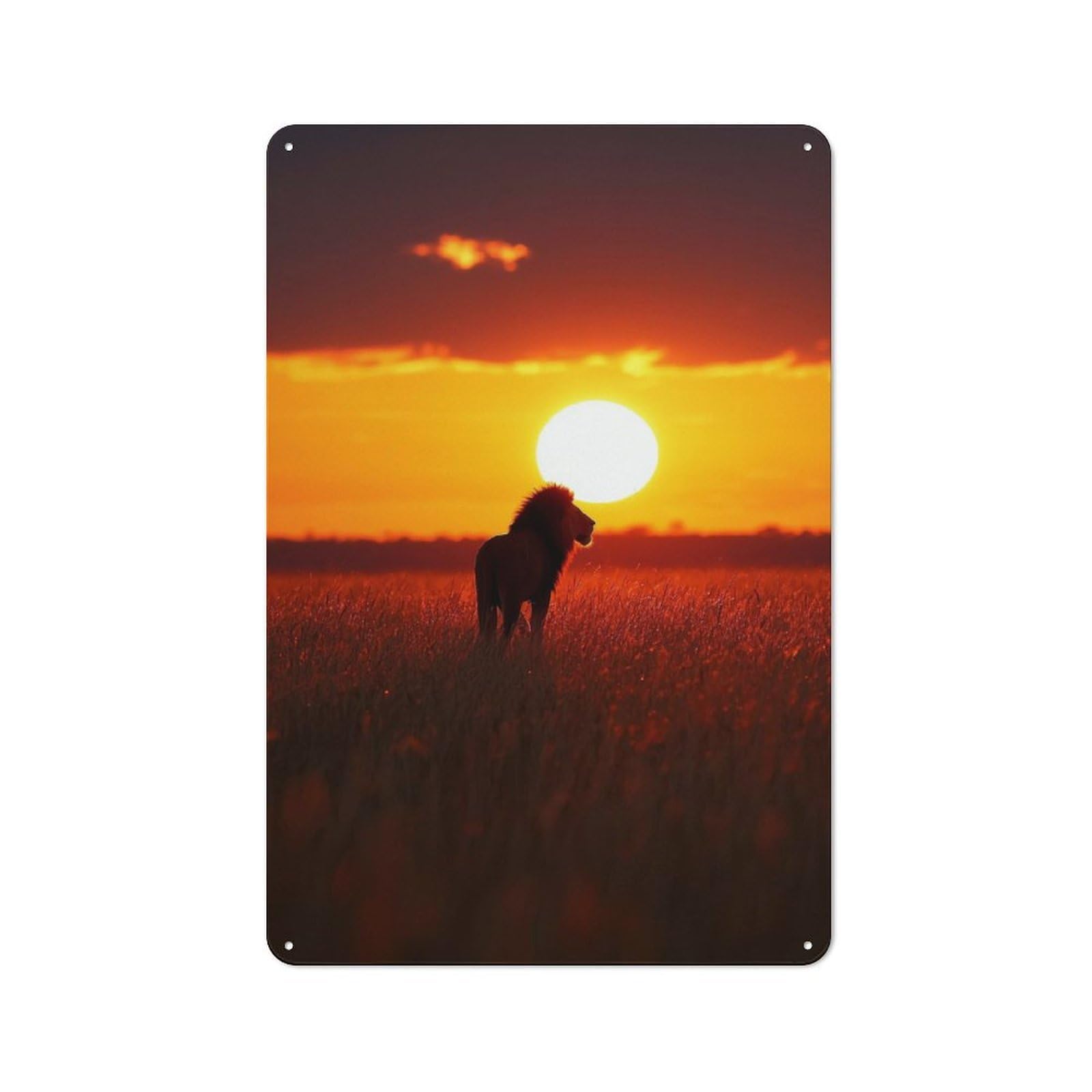 Junmoney Lion Silhouette Sunset Vintage Tin Sign 30X20cm With For Kitchen Or Home Bar, For Metal Sign Collectors, For Kitchen And Home Bar Decor