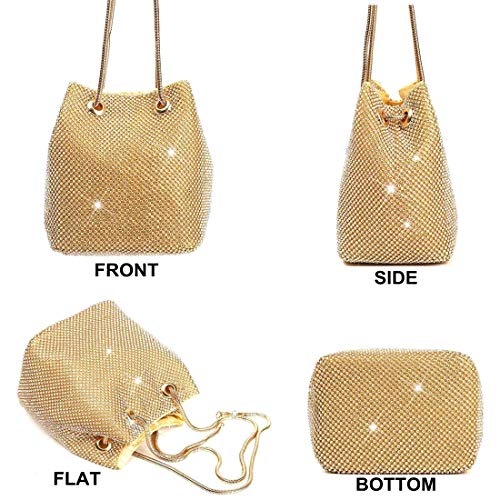Clutch Bag, Women Evening Bag With Sparkly Crystal Rhinestone Elegant Clutch Purse Bag Handbag With Chain Shoulder Straps (Gold) #TOP3