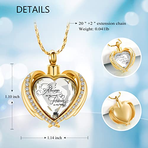 Imrsanl Cremation Jewelry for Ashes Pendant - Crystal Heart Urn Necklace with Mini Keepsake Urn Memorial Ash Jewelry2