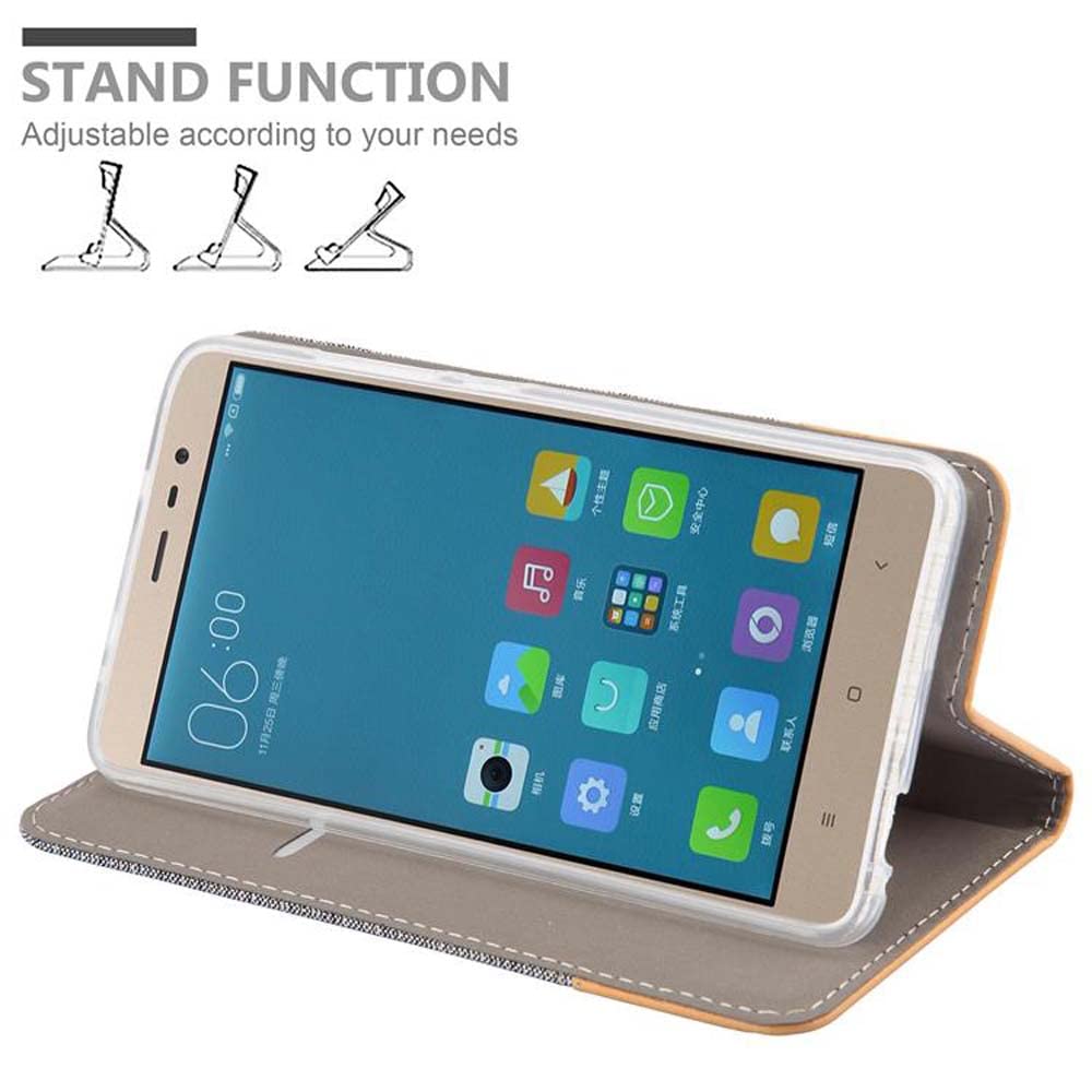 Custodia Portafoglio Cadorabo Per Xiaomi RedMi 3S | Colore Rosso Mela | Con Vani Carte E Chiusura Magnetica | Cover Libro In Ecopelle