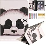 iPad Air 2 Case, iPad 6 Case, Dteck Fashion Cute Cartoon Flip Folio Sturdy Stand Case with {Card Slots Holder} Full Body Protective Synthetic Leather Wallet Cover for Apple iPad Air 2-Cute Panda