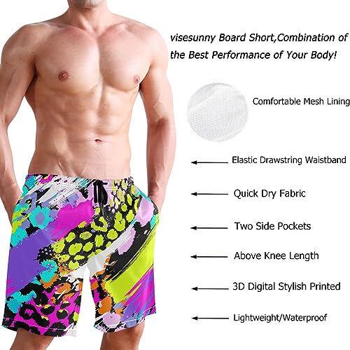 visesunny Men's Swim Trunks Abstract Chaotic Leopard Print Bathing Suits Beach Holiday Party Swim Shorts3