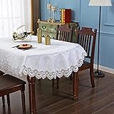 Elegant White Lace Jacquard Oval Tablecloth Tabletop Decoration Cover for Oval Tables Home Decoratio
