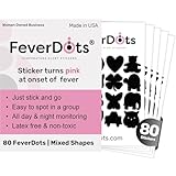 FeverDots (Shapes 80 Count) Fever Alert for Kids & Adults – Turns Pink at 99°F Giving Visual cue of Elevated Temperature– Easier to Read Than Fever Strips for Forehead.