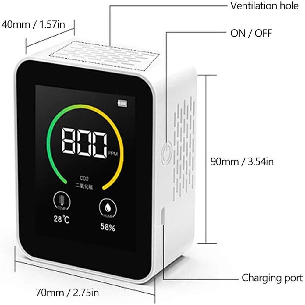 Amazon.co.jp: CO2 大気質モニター 湿度と温度 室内汚染 LCD カラー