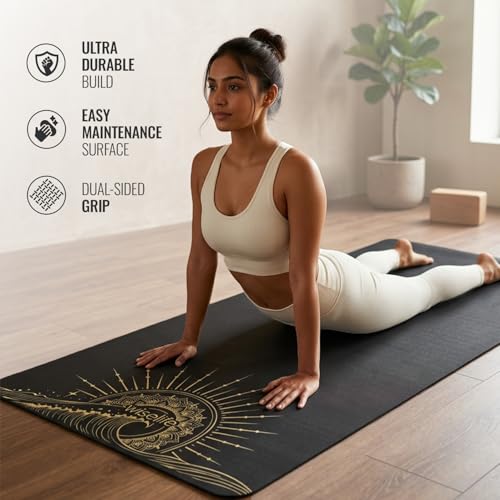 Image of WiseLife Grande XL 6 MM TPE Yoga Mat for Men & Women | Extra Thick, Long & Wide Premium Exercise Mat with Yoga Strap | Anti-Slip & Anti-Tear Ideal for Yoga, Pilates, Home Workouts & Gym Use (Black XL)