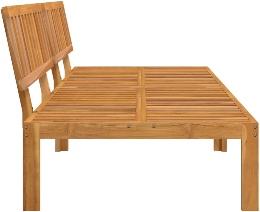 Solid Acacia Wood Outdoor Loveseat Sofa Brown Rectangular Garden Patio Furniture for 2 People Modular Design