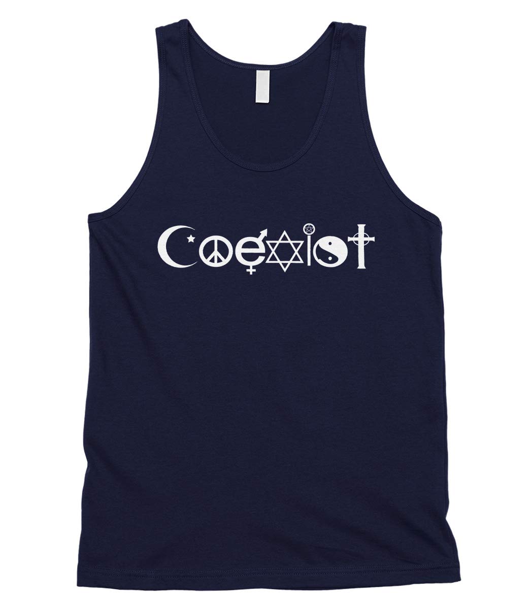 CybertelaMen's White Coexist World Peace Religion Religious Tank Top