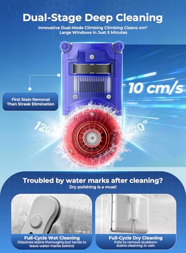 Image of HUTT Window Cleaning Robot, 6500Pa Strong Suction Robot Window Cleaner with World-First Round-Square Dual-Stage Cleaning, Ultrasonic Dual Spray, Edge Cleaning & Corner Coverag