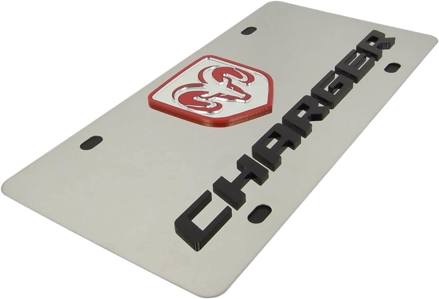 Eurosport Daytona- Compatible with -, Charger Logo - Stainless Steel License Plate