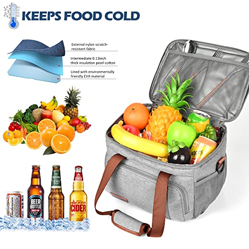 Miycoo Insulated Lunch Bag For Women Men Reusable Lunch Box For Office Work - Leakproof Soft Adults Lunch Cooler Bag With Adjustable Shoulder Belt Grey #TOP4