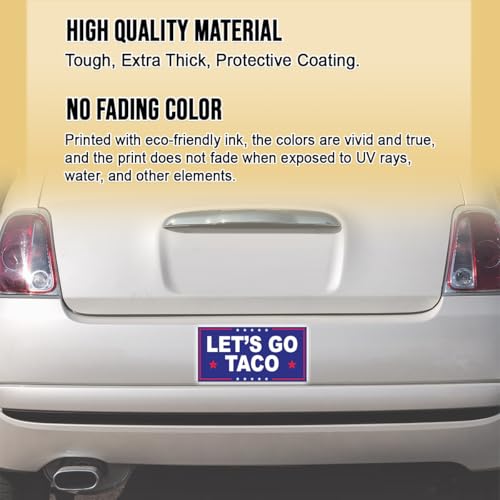 Image of Subtle Let's Go Taco Bumper Sticker Anti Funny Leftist Feminist Social Justice Human Rights Blue Vinyl Decal for Car Truck, Waterproof UV-Resistant 7.5x3.75in