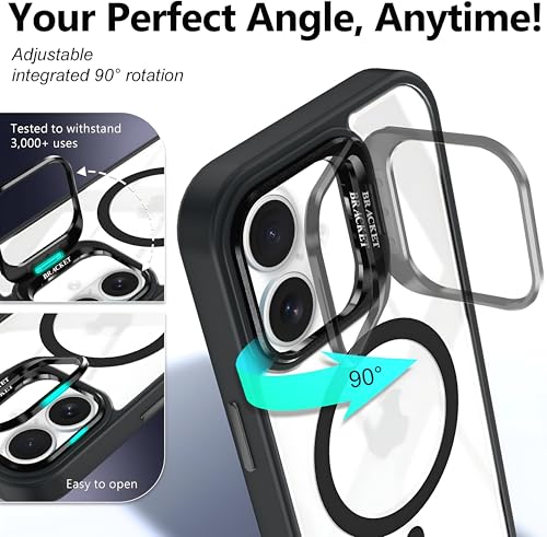 Image of Dsynk Gear Case for iPhone 16 Plus | Compatible with Mag-Safe | Built-in Stand & Lens Protector | Anti-Yellowing, Scratch-Resistant, Crystal Clear Back Cover