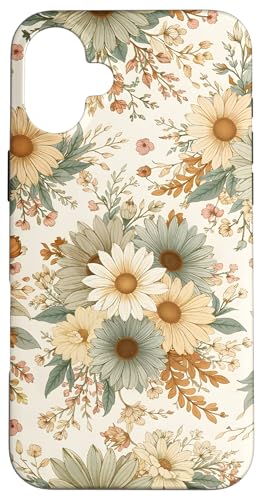 Carcasa para iPhone 16 Plus Ramo de Flores patrón Floral en Verde Salvia con Flores Silvestres