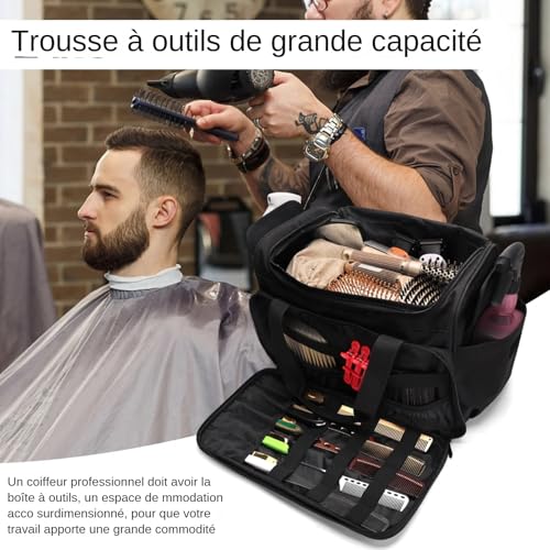 Kit d'organisateur d'épaule salon - sac à main spacieux avec plusieurs compartiments | Étui de rangement de coiffeur pour les tondeuses, bouteille pulvérisée, ciseaux, outils de toilettage, équipement – vue 4