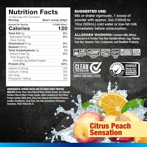 Allmax Nutrition AM1122P Allmax Isoflex Chiller, Citrus Peach Sensation - 1 Lb - 27 Grams Of Protein Per Scoop thumb #1