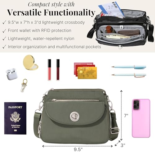 Image of Baggallini Calais Crossbody Bags for Women 10x7 Lightweight Water-Resistant Travel Purse, RFID & Interior Organization
