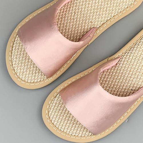 Premium Luxury Satin Silk Top All Seasons Comfort Women's House Linen Slippers Non Slip Indoor Soft Home Slip On Shoes4