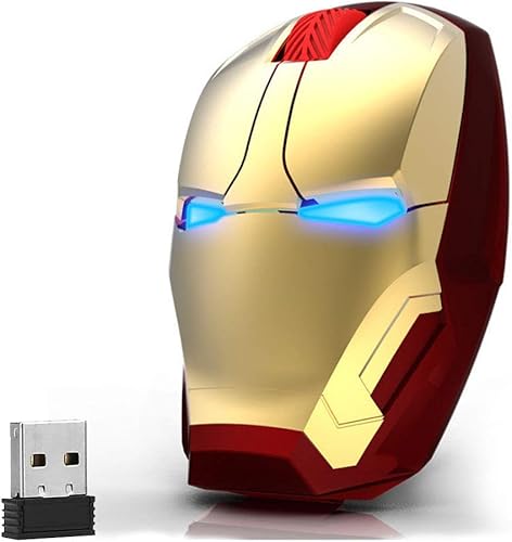 Mouse inalámbrico ergonómico, mouse Iron Man Cool 2.4G portátil para computadora portátil con nano receptor USB para laptop, PC, laptop,