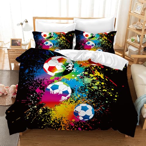 CXYXHW Parure de lit Football pour Enfant - Impression 3D - Housse de Couette Football 3 pièces -...