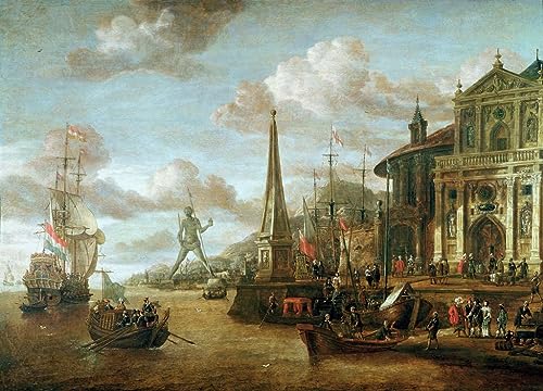 Impression d'affiches le port de Rhodes par Abraham Storck Toile Art Portrait 60x90cm