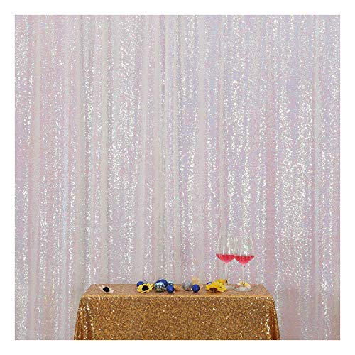 Poise3EHome 7FT x 7FT Iridescent Sequin Photography Backdrop Curtain for Party Decoration, Iridescent