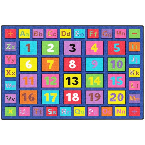 ABCarpet Number Classroom Rug for Kids, 5' x 7'6" Durable Nylon Classroom Seating Rug with Non-Slip Backing, School Carpet for Circle Time, Preschool, Daycare, Playroom, Learning & Reading Area