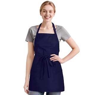 NLUS Kitchen Cooking Apron with 3 Pockets, Adjustable Bib Apron Chef Aprons for Women Men - Amazon product rated Grade A