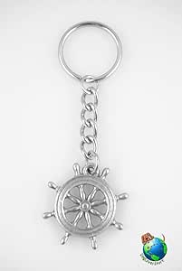 PP Captains Wheel Keychain Pewter Automotive