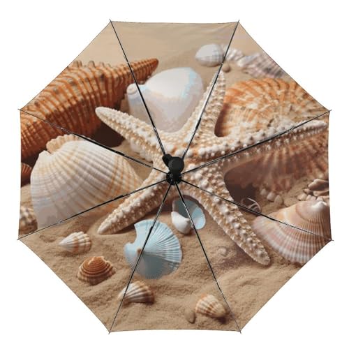 Parapluie automatique ACEPrints Coquillages Étoile de mer avec ouverture rapide