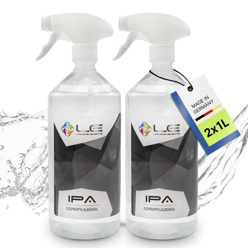 Liquid Elements IPA Isopropanol 2x 1L Spray Alkohol 99 9% Reinheit Isopropylalkohol reinigt & entfettet rückstandslos Reinigungsalkohol für Auto Lack & Co