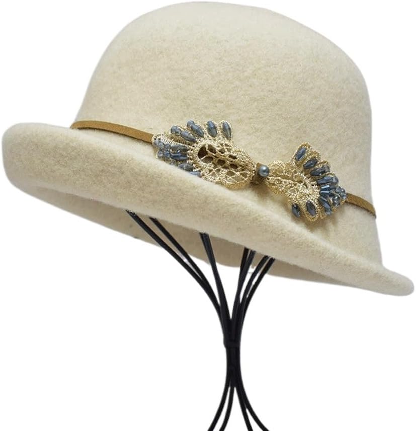 Autumn and Winter Hat Women's Rhinestone Top Warm