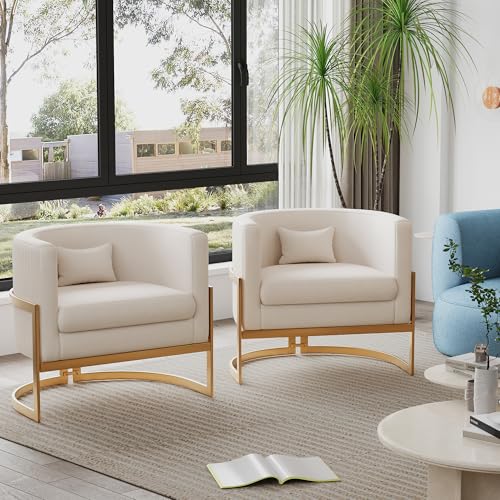 Sillón Barrel Tapizado Terciopelo Crema miniatura 6