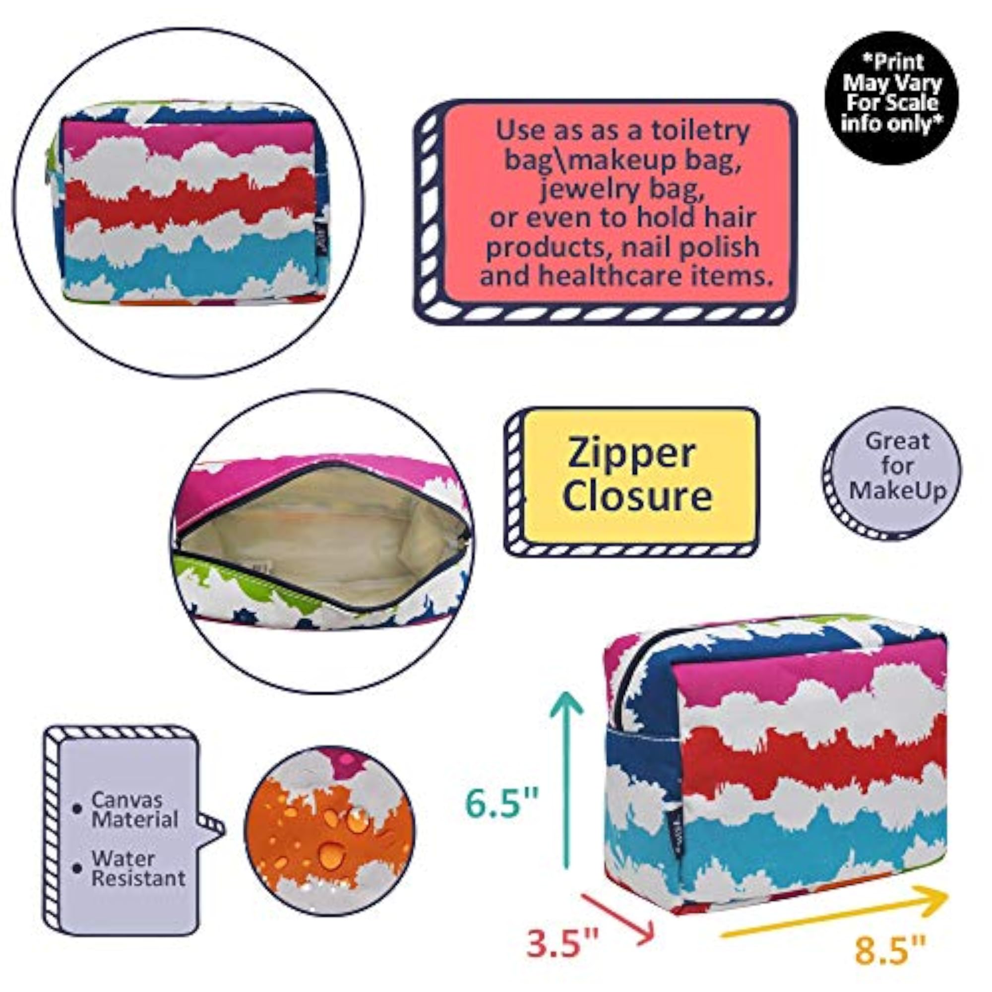 Purple Glitter Large Cosmetic Travel Pouch