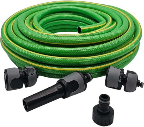 Bambelaa! Manguera de jardín de 1/2 pulgadas, 20 m, con juego de conexión, boquilla para riego de jardín