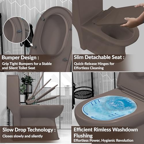 Image of Plantex Ceramic One Piece Commode with Washbasin /Rimless Western Toilet /Bathroom Wash Basin /S Trap Commode for Bathroom - (Choco)