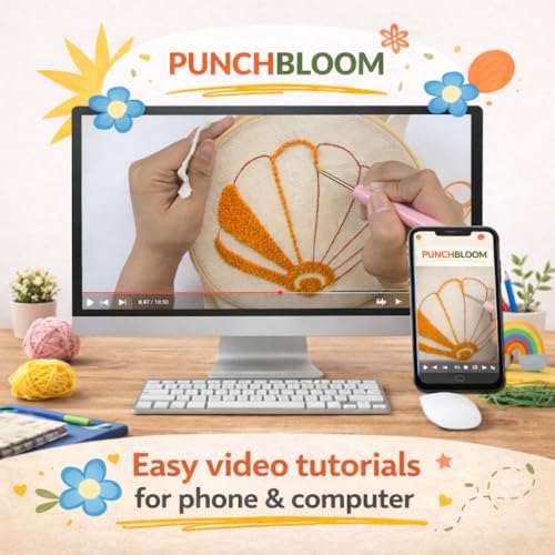 Image of Punch Needle Coaster Kit for Adults Beginners, Easy Punch Embroidery Starter Set with Instructions - Fun Mug Rug Making Kit for Table Decor & Festival DIY Gifts (6pcs Marine Life)