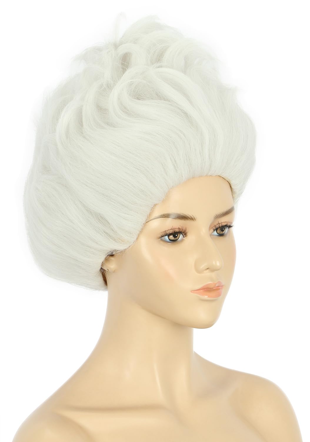 VGbeaty Adult Women Short Wavy White Synthetic Halloween Cosplay Costume Anime Wig - Image 2
