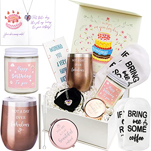 Faivykyd Unique Birthday Basket Idea for Women, Surprise Gift Box for Her Birthday - Not a Day Over Fabulous Gifts, Basket for Sister Friends Coworker Girl Mom Aunt Birthday