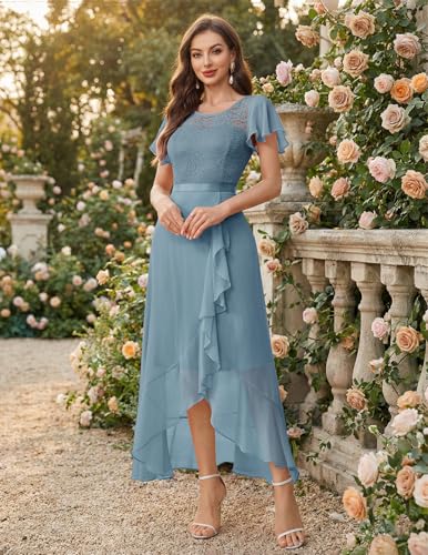 Image of BeryLove Formal Dresses for Women 2026 Wedding Guest with Slit Cocktail Elegant Lace Long Prom Dress