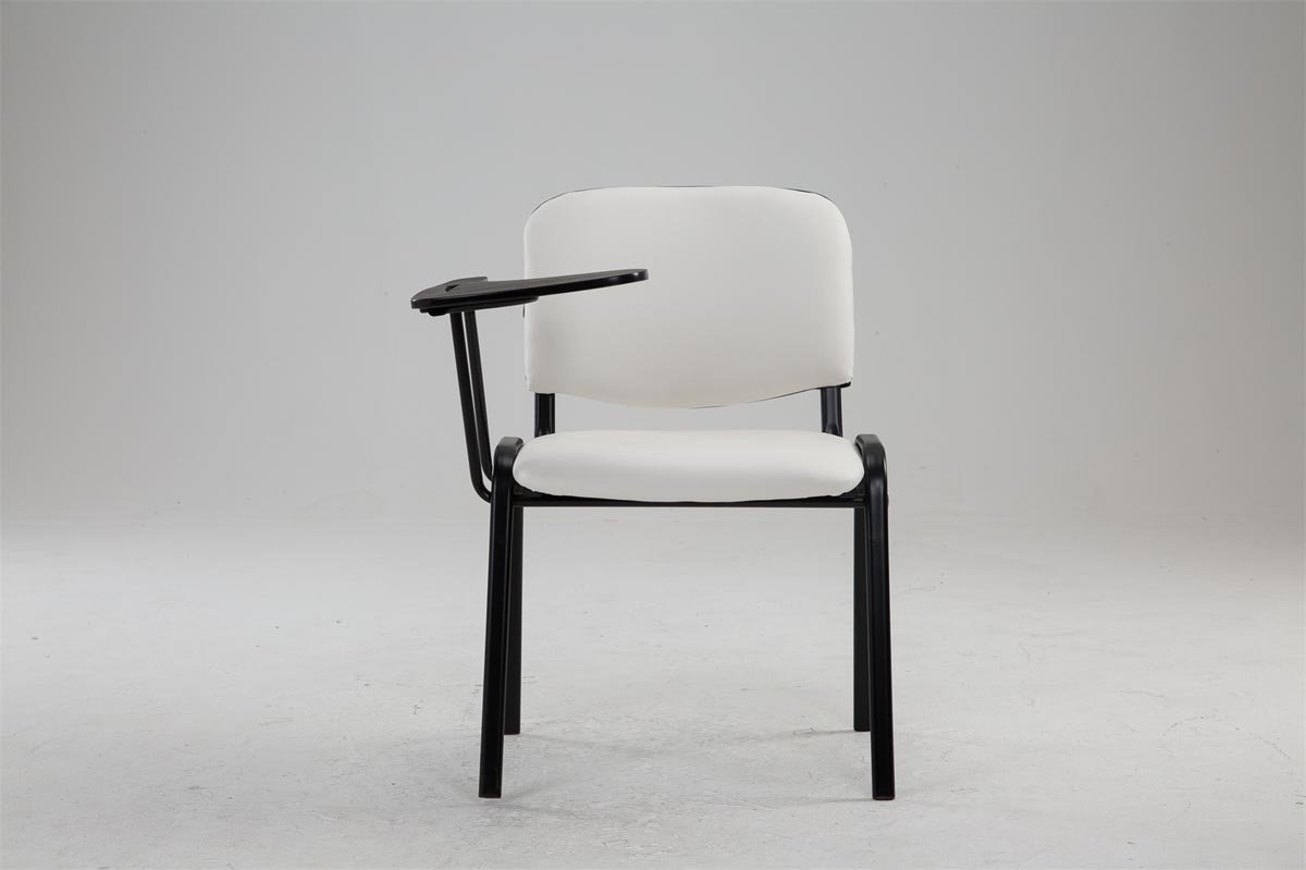 CLP Chaise Visiteur Ken Similicuir et Tablette Rabattable I Chaise Salle de Conférence Stable Confortable Dossier et Assise Rembourrés I Couleur, Couleur:Blanc