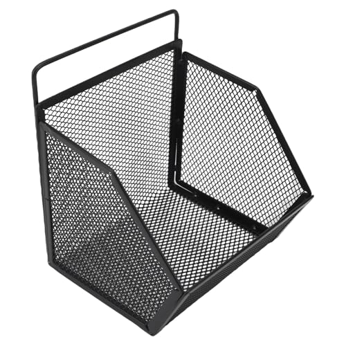 Qqmora Metalldrahtkorb Zur Aufbewahrung Kleiner Gegenstände, Hängender Drahtkorb, Küchenorganisator, 13,2 X 10 X 15 Cm (Schwarz)