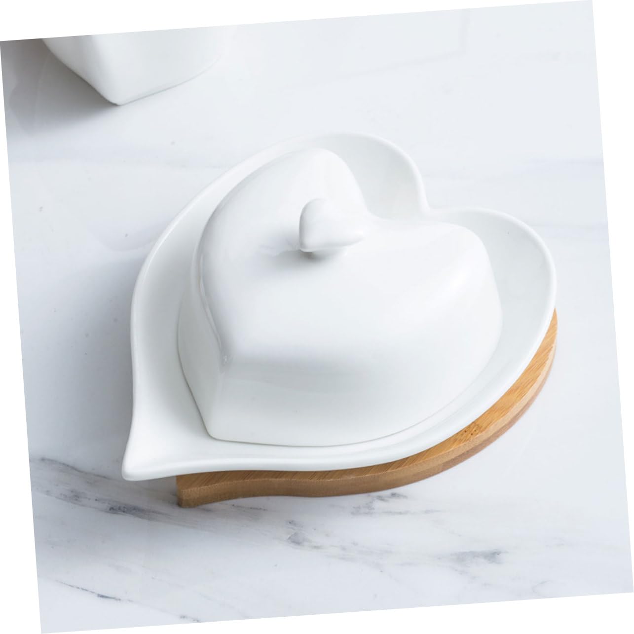 OUNONA 2 Juegos Plato de Decorativo de Cerámica con Tapa Juego de Azucarero y Lechero Diseño Corazón Utensilios de Mesa para Hogar