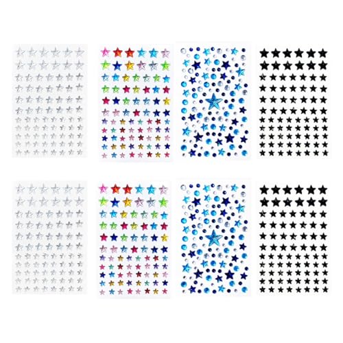 8 peças autocolantes brilhantes para o rosto, diamantes de imitação autocolantes, para festival, espetáculos e maquilhagem