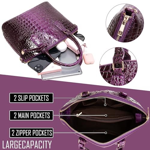 Image of Makcr Joacbv Women Purse Satchel Bag Long Crossbody Classy Tote Bag Top Handle Vegan Leather Ladies Handbags Embossed Pattern