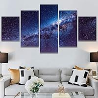SIGNWIN 5 Panel Canvas Wall Art Aerial Astronomy & Space Dramatic Global Green Photography Realism Stars Ultra for Home Decorations Ready to Hang - 60