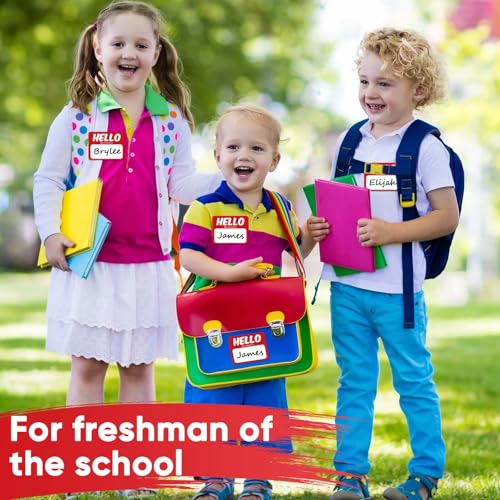 Image of 256 Pcs Name Tags Sticker 3 inchx2.5 inch Hello My Name is Stickers, Red Name Labels Adhesive Identification Name Badges for School, Office, Meeting, Family Parties, Mailing