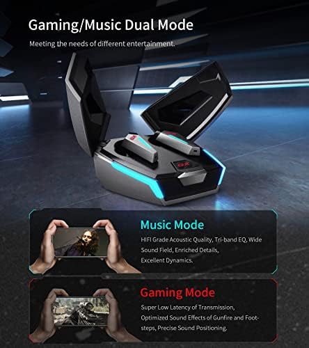 HECATE by Edifier GX07 Wireless Gaming Earbuds, Bluetooth Gaming Earbuds Active Noise Cancellation, 60ms Ultra Low Latency, Noise Cancelling Mic, Gaming/Music Mode, App Control - Grey