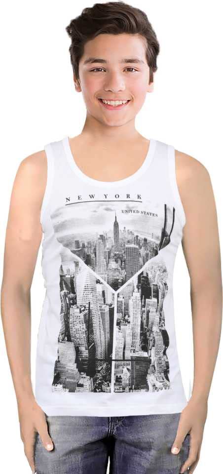 JUGULARBoys Cotton Printed New York City Regular Fit Vest