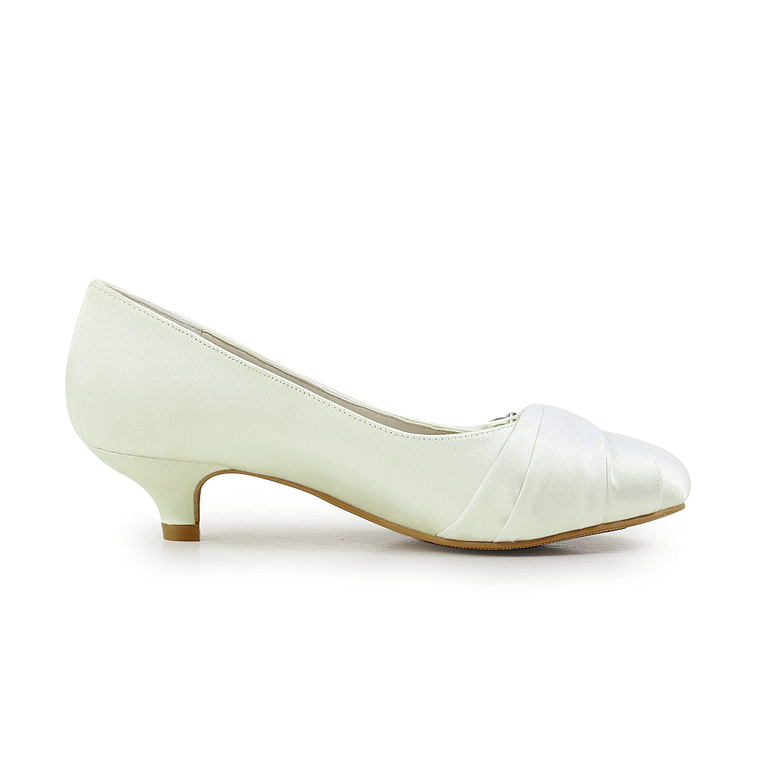 JIAJIA Braut 0112A Satin Niedriger Absatz Geschlossene Zehen Abschlussball Party Tanzen Hochzeit Schuhe Damen Pumps